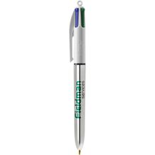 BIC® 4 Colours Shine Kugelschreiber Siebdruck (weiß / silbermetallic) (Art.-Nr. CA611560)