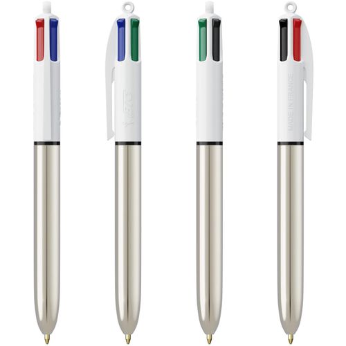 BIC® 4 Colours Shine Kugelschreiber + Lanyard Siebdruck (Art.-Nr. CA626572) - Der ikonische BIC®4 Colours in glänzen...