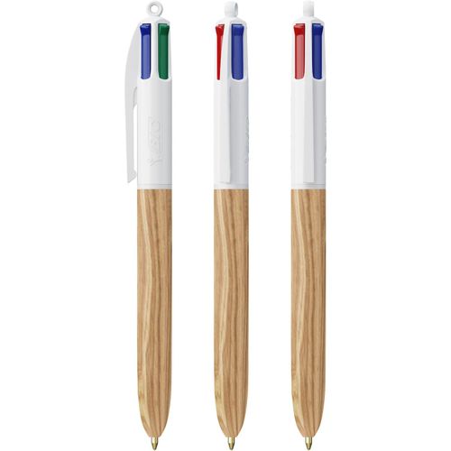 BIC® 4 Colours Wood Style with Lanyard Siebdruck (Art.-Nr. CA911940) - Unser ikonischer BIC® 4 Colours Kugelsc...