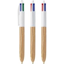 BIC® 4 Colours Wood Style with Lanyard Siebdruck (Weiß/Naturholz) (Art.-Nr. CA911940)