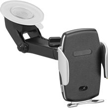 Wireless Car Charger Handyhalterung mit Saugnapf und Annäherungssensor für automatisches Öffnen (schwarz / silber) (Art.-Nr. CA119068)
