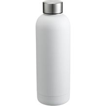Weiße Edelstahl-Thermosflasche 0, 55 l mit doppelwandiger Vakuum-Isolierung pulverbeschichtet (weiß) (Art.-Nr. CA441979)