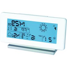 Multifunktions-Wetterstation beleuchtet mit Funkuhr, Alarmuhr, Kalender und Hygrometer (weiß) (Art.-Nr. CA554940)