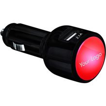 Car Charger schwarz/rot mit 2 USB Ports und Leuchtlogo (schwarz / Rot) (Art.-Nr. CA677717)