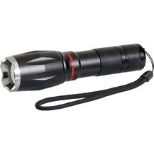 Multifunktions Taschenlampe mit Zoom-Funktion und Trageschlaufe (schwarz) (Art.-Nr. CA791116)