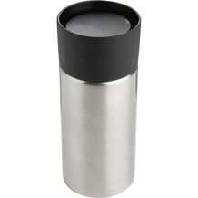 Thermosbecher 300 ml aus Edelstahl mit Druckverschluss (silber / schwarz) (Art.-Nr. CA857309)