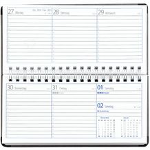 Taschenkalender "Horizontal" im Format 17 x 8 cm, deutsches Kalendarium Grau/Blau, 144 Seiten, Wire-O-Bindung, Eckenperforation, Grafikeinband (grau/blau) (Art.-Nr. CA353430)