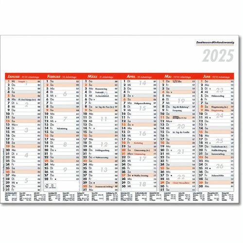 Tafelkalender im Format DIN A5, 21 x 14,8 cm, Kalendarium in rot/schwarz (Art.-Nr. CA670491) - Platzsparend und kompakt! A5 Tafelkalend...