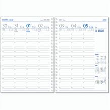 Wochenkalender "Klassik D Wire" im Format 14,5 x 20,5 cm, deutsches Kalendarium Grau/Blau, 144 Seiten, Wire-O-Bindung, mit Eckenperforation, Deckelpaar Balacron burgund (Burgund) (Art.-Nr. CA740437)