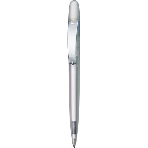 Kugelschreiber 'Seon Silver' (Art.-Nr. CA829320) - Druckkugelschreiber mit Gummikappe als...
