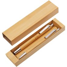 Schreibset DOUBLE BAMBOO (braun, silber) (Art.-Nr. CA319672)