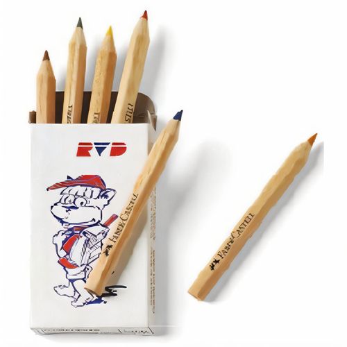 Kurzbuntstifte 6er Etui (Art.-Nr. CA189567) - 6 kurze Buntstifte aus FSC-zertifizierte...