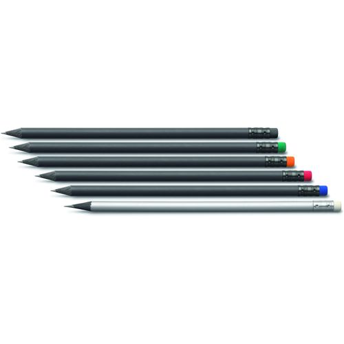 Design Bleistift mit Radiertip (Art.-Nr. CA387388) - Bleistifte, rund, aus schwarz durchfaerb...