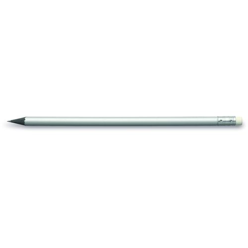 Design Bleistift Silber mit Radiertip (Art.-Nr. CA718393) - Bleistifte, rund, aus schwarz durchfaerb...