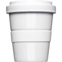 Coffee2Go Mini, Kaffeebecher to Go, mit glatter oder geriffelter Siliconbanderole (weiß) (Art.-Nr. CA915183)