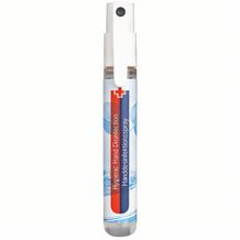 SaniStick Clip - Hygienisches Handdesinfektionsspray inkl. 4c-Etikett (Pumpaufsatz weiß poliert / Phiole transparent) (Art.-Nr. CA825824)