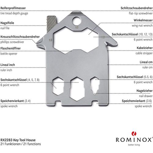 ROMINOX® Key Tool House (21 Funktionen) Danke (Art.-Nr. CA008497) - Überraschen Sie Ihre Handwerker mi...