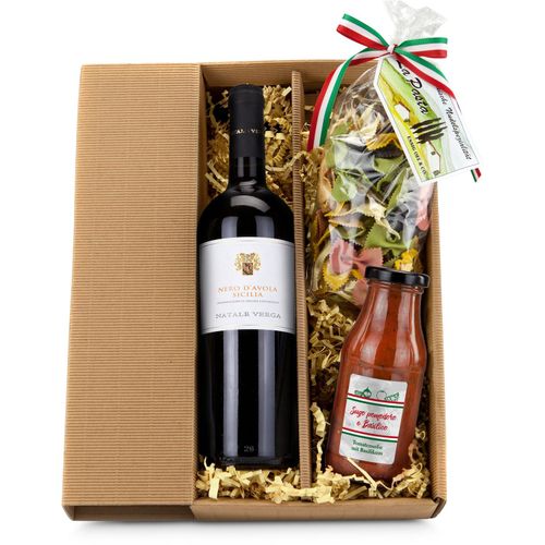 Geschenkset / Präsenteset: Italien-Urlaub (Art.-Nr. CA010028) - Eine Flasche italienischer Rotwein Nero...