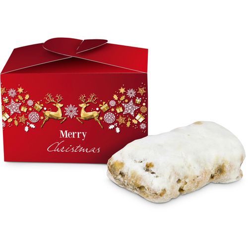 Geschenkartikel / Präsentartikel: Mini-Stollen Merry Christmas (Art.-Nr. CA039987) - Das brotförmige Hefeteiggebäck lä...