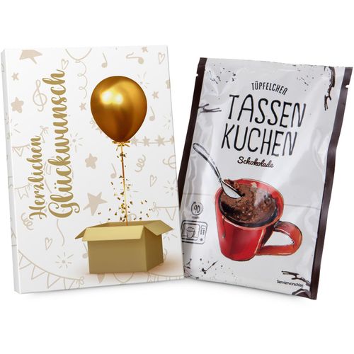 Geschenkartikel: Tassenkuchen 70 g, Herzlichen Glückwunsch (Art.-Nr. CA104909) - Schnell und lecker: ein Schokoladenkuche...