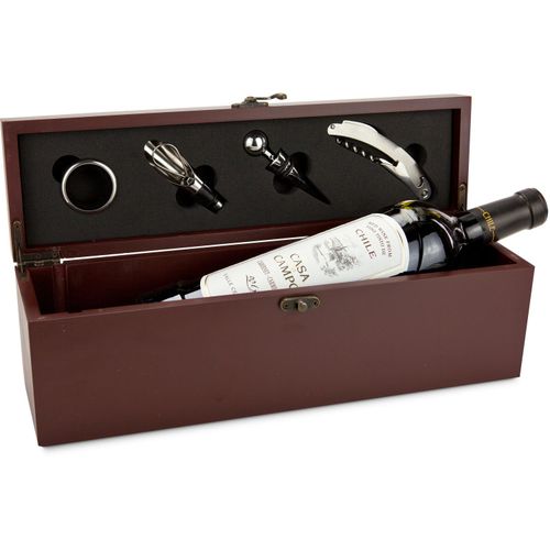 Geschenkset / Präsenteset: Weinaccessoire-Kiste (Art.-Nr. CA109271) - Diese edle ROMINOX® Holzkiste enthä...