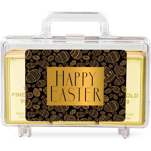 Geschenkartikel: Frohe Ostern Goldkoffer mit 12 Schokoladen Goldbarren (120 g) (Art.-Nr. CA476505) - Wie drückt man einem Menschen echt...