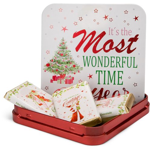 Geschenkartikel / Präsentartikel: Schokoladendose Weiße Weihnacht (Art.-Nr. CA669250) - Ein kleines, süßes Geschenk zur schön...