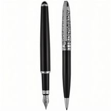 PIERRE CARDIN JACQUES -Silber Kugelschreiber und Füllfederhalter (schwarz - silber) (Art.-Nr. CA171279)