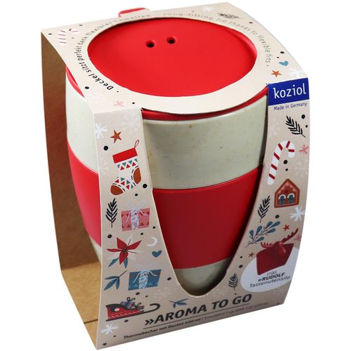 koziol AROMA TO GO RUDOLF SET - Thermobecher mit Deckel 400ml + Tassenutensilo (Art.-Nr. CA485564) - Genau richtig für winterlichen Teegenus...