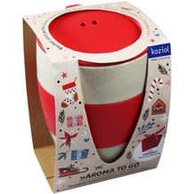 koziol AROMA TO GO RUDOLF SET - Thermobecher mit Deckel 400ml + Tassenutensilo (nature desert sand/red) (Art.-Nr. CA485564)