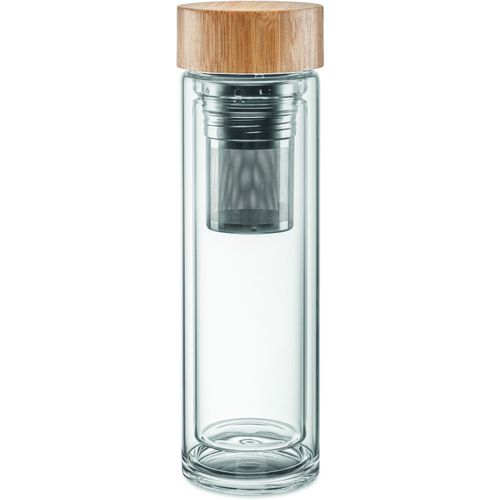 Trinkflasche Glas 400ml BATUMI GLASS (Art.-Nr. CA012793) - Doppelwandige Trinkflasche aus Borsilika...