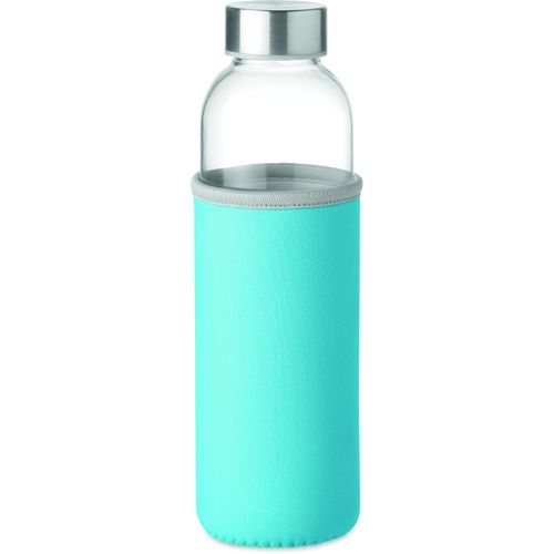 Trinkflasche Glas 500 ml UTAH GLASS (Art.-Nr. CA112318) - Trinkflasche aus Glas mit Neopren-Schutz...