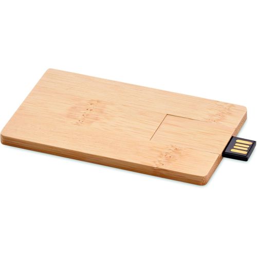 16GB USB Stick Bambus CREDITCARD PLUS (Art.-Nr. CA136746) - 16GB USB 2.0 Flash Drive mit schützende...