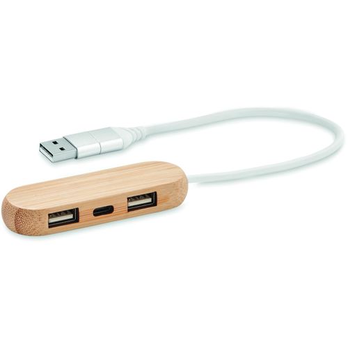 3 Port 2.0 USB Hub VINA C (Art.-Nr. CA158541) - 3 Port 2.0 USB Hub. Gehäuse aus Bambus....