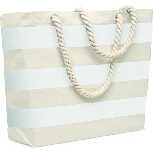 Strandtasche Baumwolle 220 g HEAVEN STRIPE (Art.-Nr. CA169415) - Gestreifte Strand- oder Einkaufstasche....