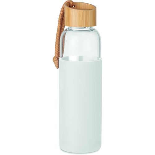 Trinkflasche Glas 500 ml CHAI (Art.-Nr. CA246166) - Trinkflasche aus Glas mit Silikon-Schutz...