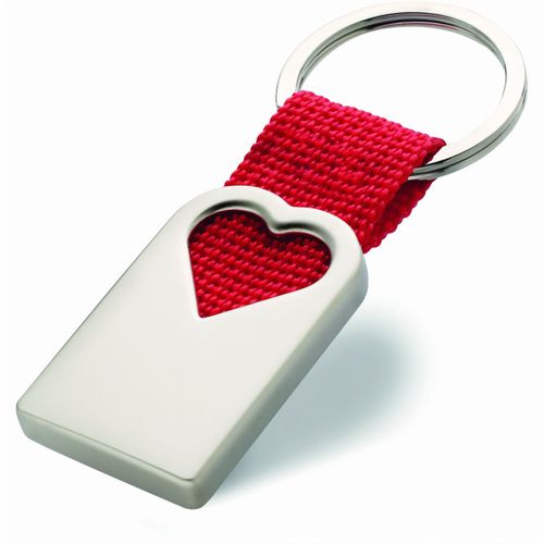 Schlüsselanhänger Herz BONHEUR (Art.-Nr. CA264970) - Metall-Schlüsselanhänger in Herzfor...