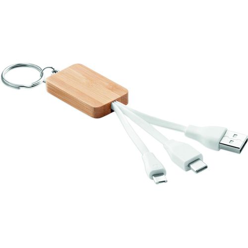 Schlüsselring-Ladekabel 3in1 CLAUER (Art.-Nr. CA335826) - Schlüsselring mit Anhänger aus Bamb...