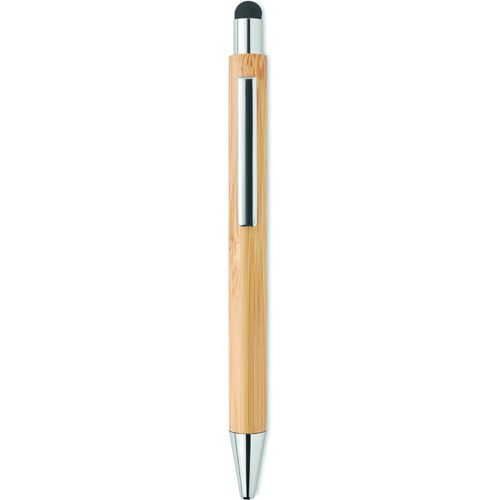 Druckkugelschreiber mit Stylus (Art.-Nr. CA345984) - Druckkugelschreiber mit Stylus. Bambus...