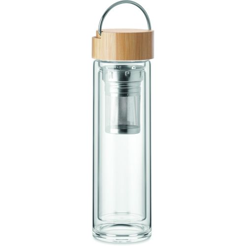 Trinkflasche Glas 400ml BATAMI (Art.-Nr. CA383449) - Doppelwandige Trinkflasche aus hochwerti...