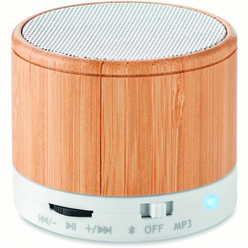 Runder wireless Lautsprecher ROUND BAMBOO (Art.-Nr. CA391668) - 4.2 wireless Lautsprecher aus ABS mit...
