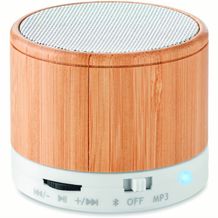 Runder wireless Lautsprecher ROUND BAMBOO (weiß) (Art.-Nr. CA391668)