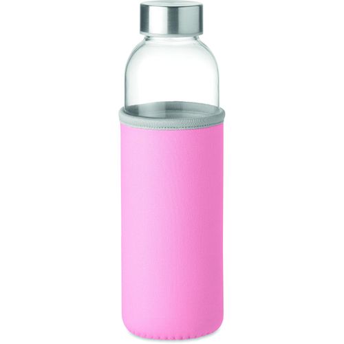 Trinkflasche Glas 500 ml UTAH GLASS (Art.-Nr. CA429960) - Trinkflasche aus Glas mit Neopren-Schutz...