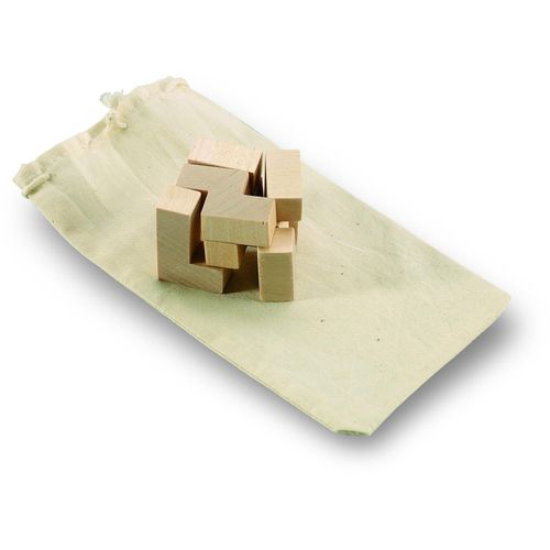 Holzpuzzle im Baumwollbeutel TRIKESNATS (Art.-Nr. CA460674) - Dieser Holzwürfel ist ein knifflige...