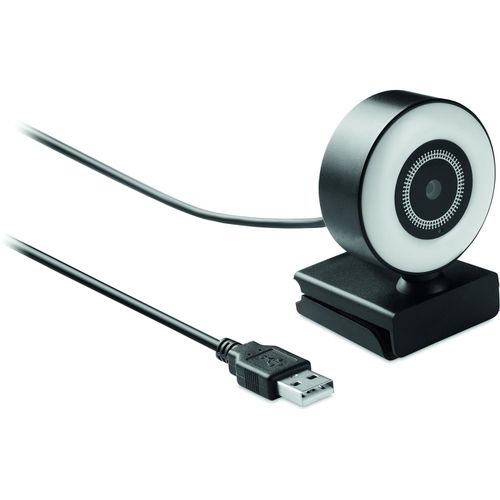 1080P HD-Webcam mit Ringlicht LAGANI (Art.-Nr. CA553014) - Streaming 1080P HD-Webcam aus ABS mit...