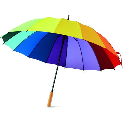 Regenschirm regenbogenfarbig BOWBRELLA (Art.-Nr. CA568933) - "27"" Regenschirm aus 190T Pongee in...