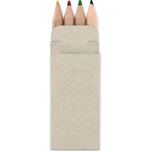 Mini Buntstifte-Set PETIT ABIGAIL (Art.-Nr. CA574992) - 4 kleine Buntstifte im Pappkarton.