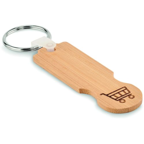 Schlüsselanhänger Bambus COMPRAS (Art.-Nr. CA613136) - Schlüsselanhänger aus Bambus mit integ...