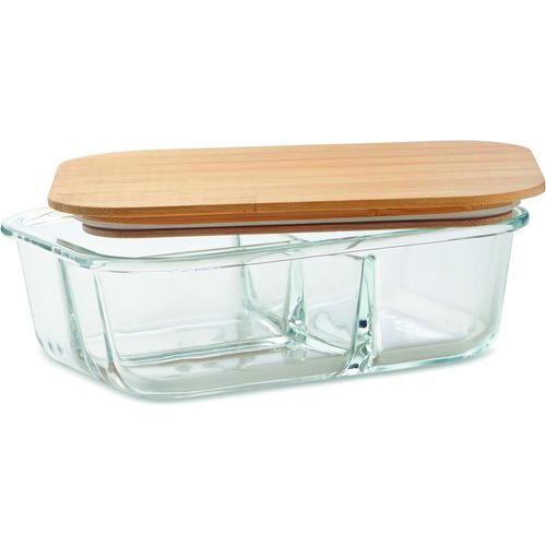 Lunchbox Glas 800ml TUNDRA 3 (Art.-Nr. CA624508) - Lunchbox aus Borosilikatglas mit 3...