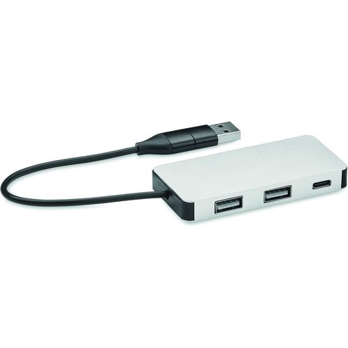 3 Port USB Hub HUB-C (Art.-Nr. CA632174) - USB Hub aus recyceltem Aluminium mit...